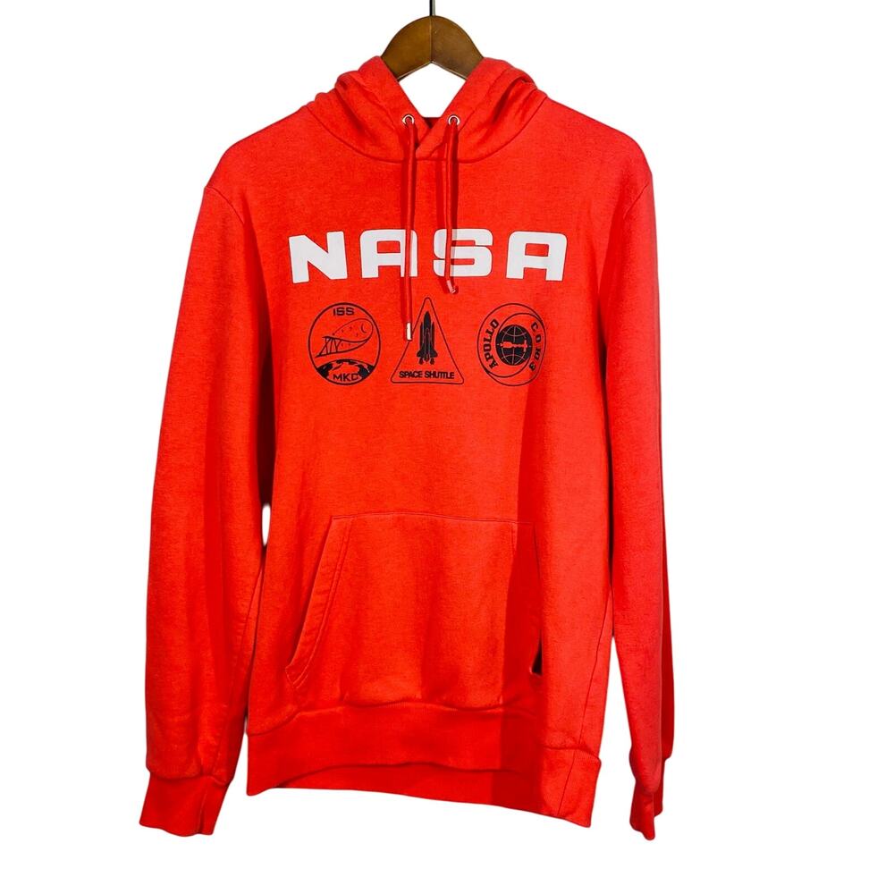 NASA Sweatshirt Peach Long Sleeve Hoodie Pocket Long Sleeve Casual - M